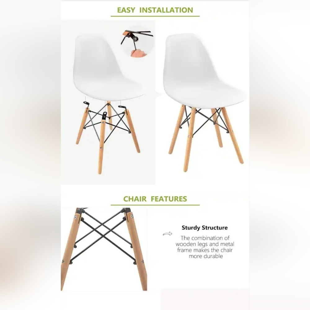 Game of 4 white chairs.